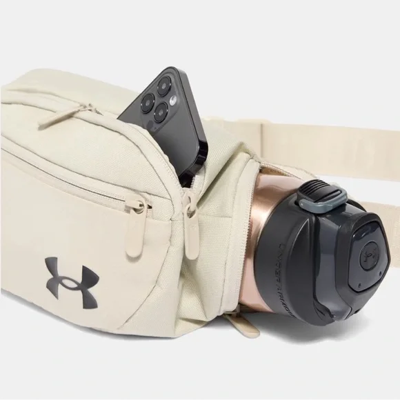 2/$30 Under Armor UA Flex Waist Bag Belt Khaki Crossbody Cream Beige Tan - Picture 10 of 11